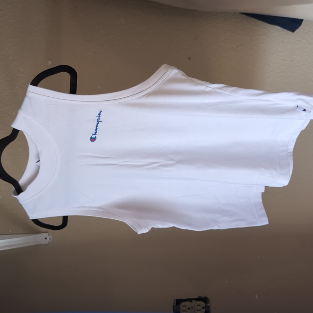 Champion white cropped cotton workout shirt